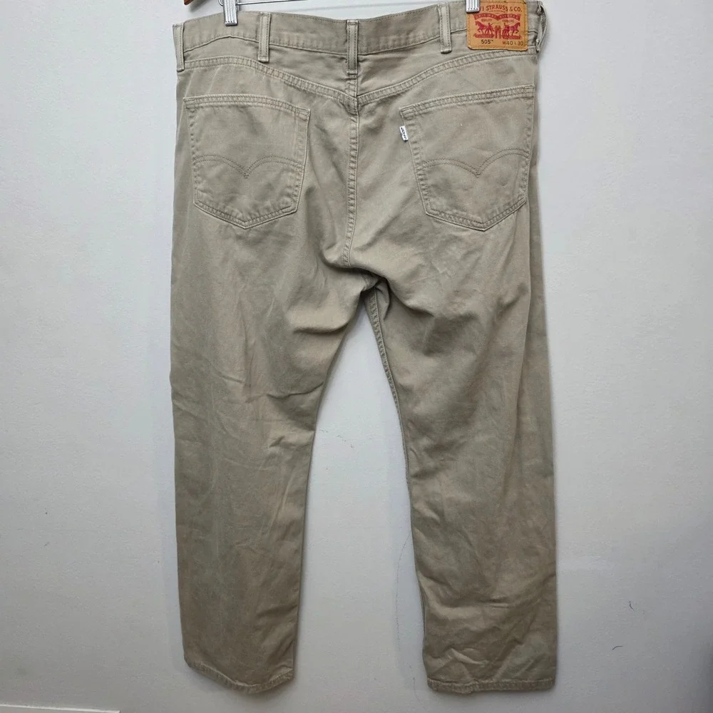 Levi's 505 Regular Fit Pants Mens 40x30 Tan Khaki Straight Leg‎ Cotton